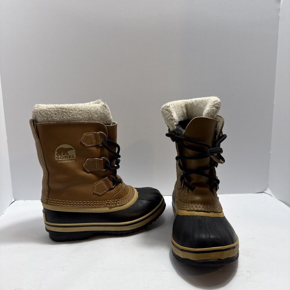 Sorel Duck Boots Youth 1 Waterproof Lined Shoes Winter Outerwear Ankle Lace Up